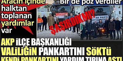 Valiliğin pankartını söktü, AKP pankartını astı